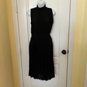 Nanette Lepore Vintage Black Pleated Hi-Neck Dress 6